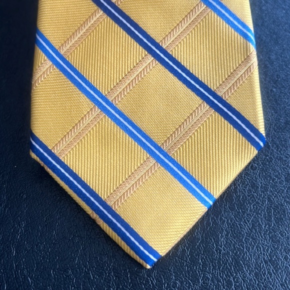 NORDSTROM Yellow, Blue & White Striped Silk Necktie - Picture 1 of 7